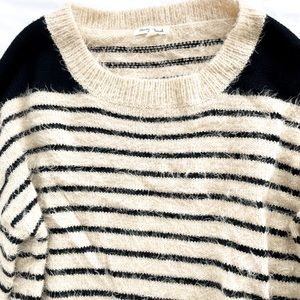 Fuzzy striped tan sweater